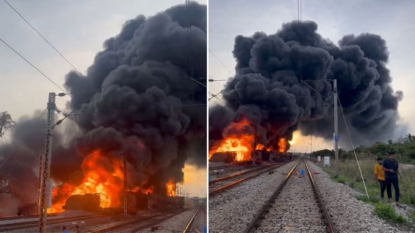 Goods Train Fire Accident